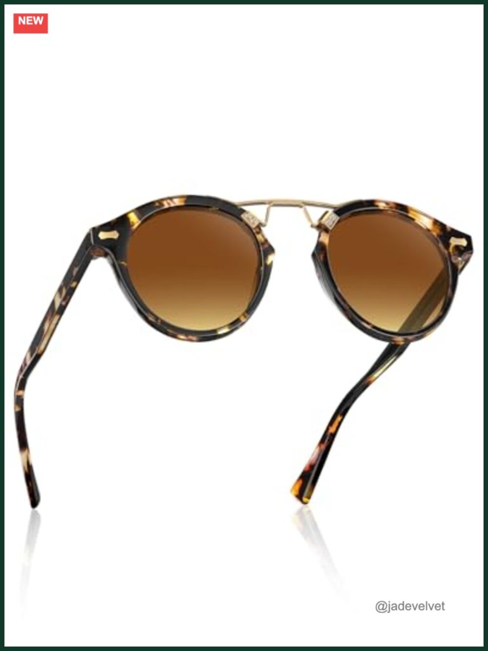 Round Polarized Sunglasses Double-Bridge Metal Frame UV400 Retro